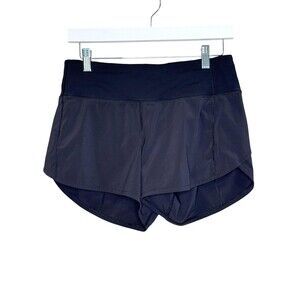 Lululemon Shorts Womens 6 Black Running 4 Inch Lined Zip Back Pocket Athletic